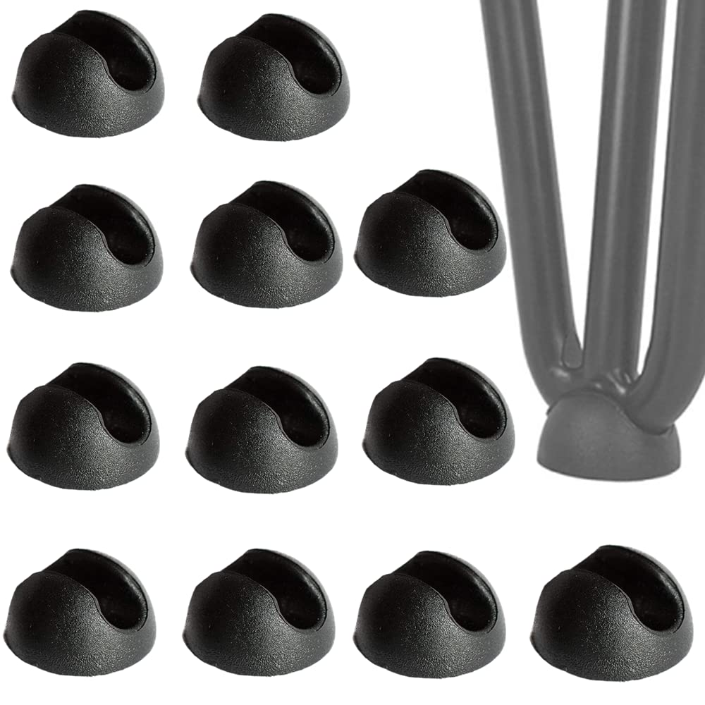 12 Pcs Hairpin Leg Protector Feet Furniture Legs Table Legs Floor Protectors Silicone Feet Protector Clip for DIY Furniture（Black ）