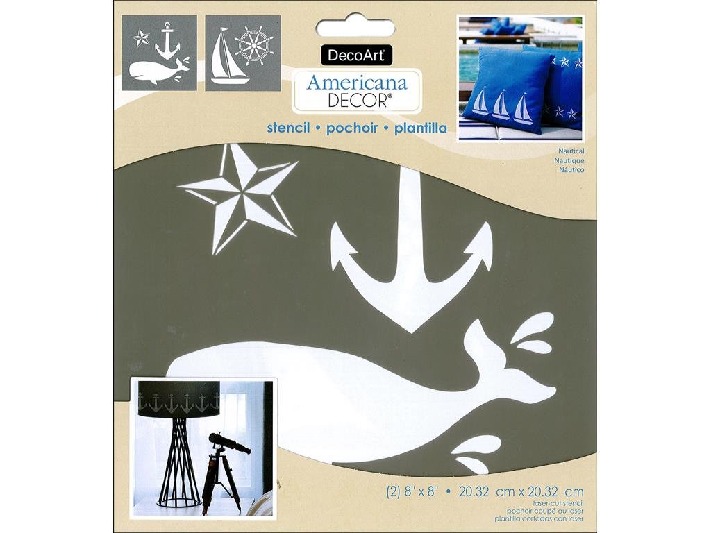 Decoart DECADS-K.209 Decor Stencil 8x8 Nautical Americana Decor Stencil 8x8 Nautical