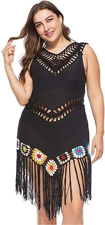 black floral tassel hem midi dress