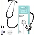 FriCARE Dual Head Stethoscope - Stethoscopes for Nurses, Medical Nursing Students, Paramedics/EMT/LVN/VNA Backup - FSA/HSA Eligible Estetoscopio, Black Tube, Stainless Steel Chestpiece