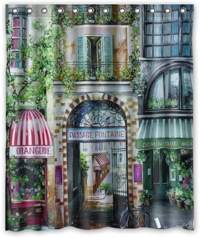 Custom Rue Di Rivoli Paris Cafe Shower Curtain Stylish Waterproof Polyester Fabric Bathroom Deco 60" x 72"