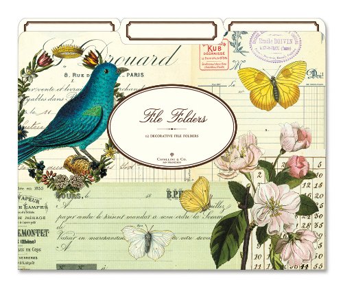 Cavallini File Folders Flora and Fauna, 12 Heavyweight File Folders per Set, Office Central