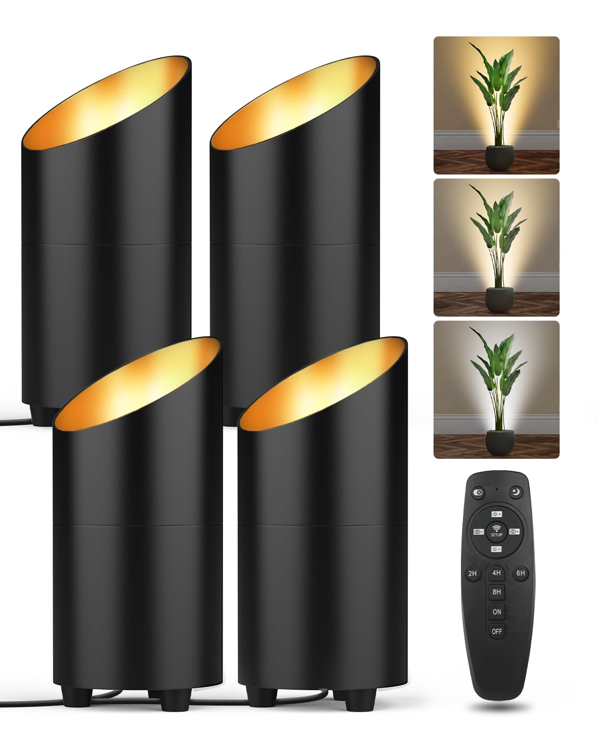Photo 1 of Abovizo 2 Pack Uplighting Indoor, LED Floor Can Lights with Remote and Timer, 3 Color Temps Dimmable Spotlight for Corner Sofa Plant Home Accent Lighting, 5.9 FT Plug Cord & Foot Switch, Black