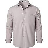 ZEROYAA Men's Regular Fit Dress Shirt Solid Wrinkle-Free Long Sleeve Casual Business Button Up Shirts with Pocket
