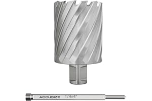 Accusize Industrial Tools 1-5/16 inch x 2 inch Cutting Depth H.S.S. Annular Cutter with 1 Pc Pilot Pin, 2081-2026Pin