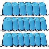 CODOBON 20 Pcs Drawstring Bags, Bulk Draw String Backpack, Cinch Polyester Bag for Gym Sport, Sky Blue