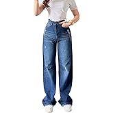 ZERMOM Women's Wide Leg Jeans Casual Stretch High Rise Baggy Loose Denim Pants