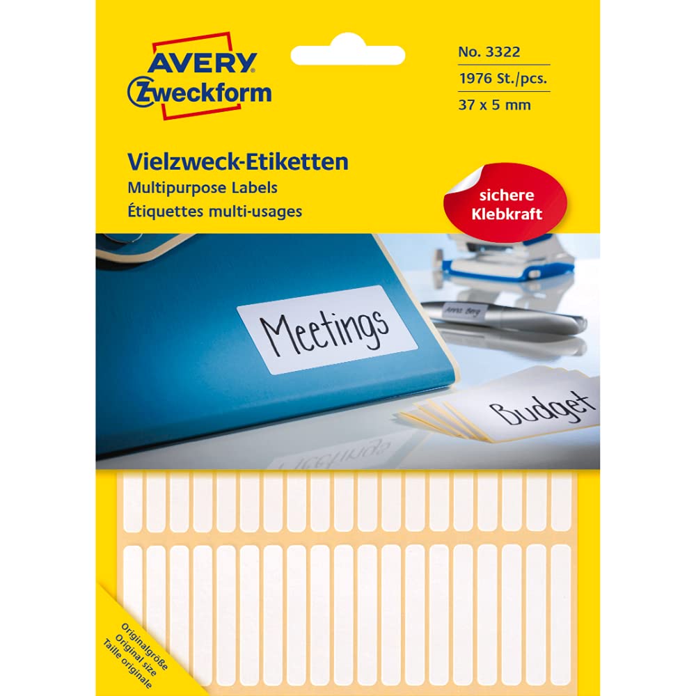 Avery Zweckform 3322 Multipurpose Labels 37 x 5 mm Pack of 1976