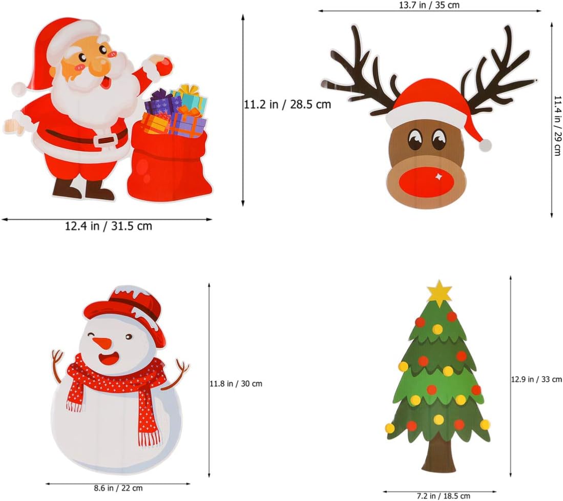 Amosfun Christmas Yard Sign Xmas Garden Stake Sign Santa Reindeer Snowman Christmas Tree Garden Lawn Stake Decoration for Holiday Festival 4pcs - Image 3