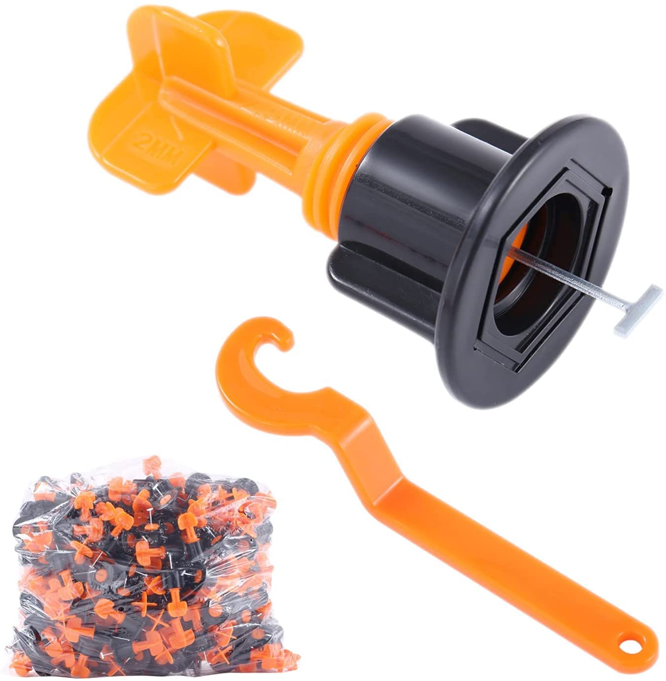 TOPWAY Tile Leveling System 200pcs Pack Reusable Tile Levelers Spacers for Building Walls Floors + Special Wrench 347835