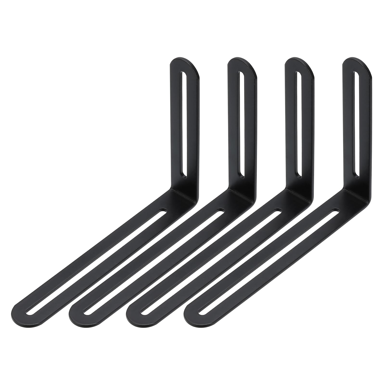 PATIKIL 6 1/2" Adjustable L-Shape Corner Brace with Slot, 4 Pcs Slidable Slotted Joint Right Angle Bracket Metal Corner Connector Bracket for Wood Chair Furniture, Black