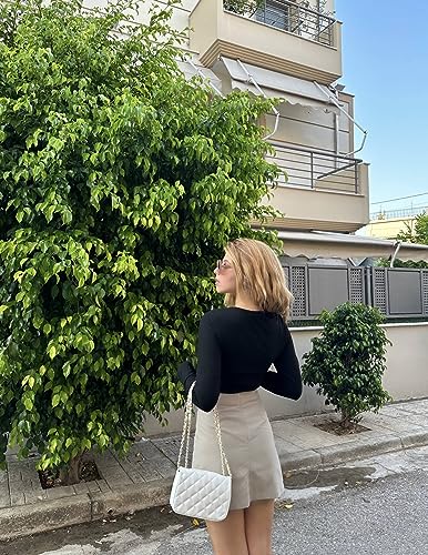 Zeagoo Women's Bodysuit Long Sleeve Asymmetric Neck Bodysuit for Women Stretch Ribbed Slim Body Suits Women Clothing