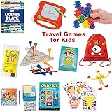 20 Piece Travel Activity Games Bag for Boys and Girls | Traveling Games for Kids in Car and on Airplane | Educational Games and Activities for Family Fun and Independent Play with Storage Backpack