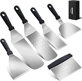 Overmont Grillspachtel Grillbesteck Set Grillwender BBQ Werkzeugset Edelstahl 6Pcs für Outdoor und Indoor
