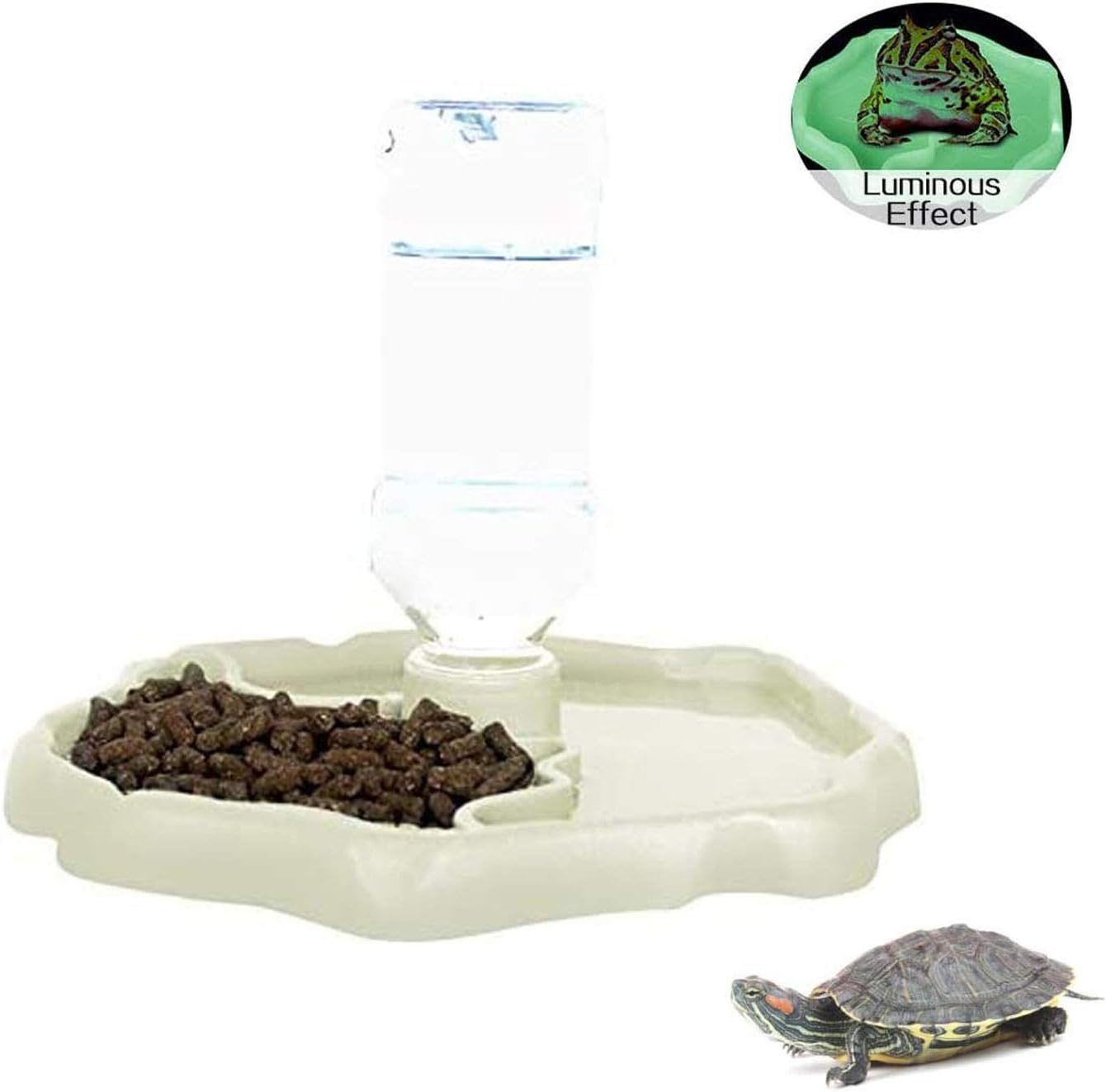 QIODAZOO Bowls for Reptiles Amphibians Tortoise Accessories 2 IN 1 Reptile Feeding Dish Automatic Dispenser Tortoise Water Dish - Image 3
