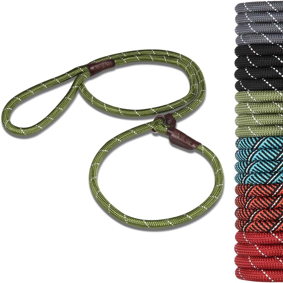 PetBemo Extremely Durable Dog Slip Rope Leash, Premium Quality Mountain Climbing Rope Lead, Strong, Reflective Threads Sturdy Comfortable Leash Strongest Pulling Large Medium Dogs 6 feet