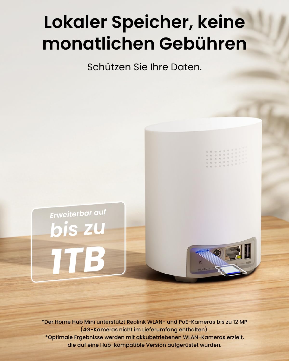 Reolink 2K Überwachungskamera Aussen Set, All-in-One-Kameraset mit Lokalem Speicher, 2,4/5GHz Wi-Fi, KI-Erkennung, 24/7 Aufnahme, Spotlights, AES-128-Verschlüsselung, Plug-in, Home Hub Mini+2xLumus 6