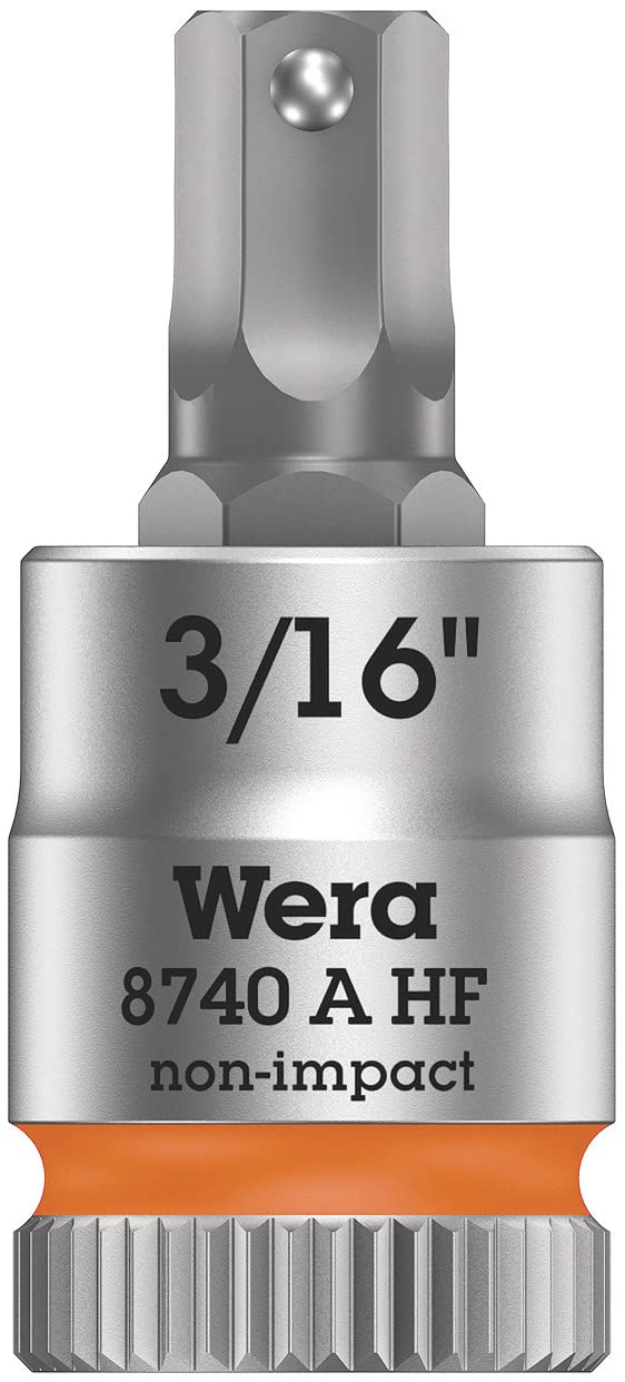 Wera 05003386001 8740 A Holding Function Zyklop In-Hex Bit-Socket, Bright Orange, 3/16" x 28 mm