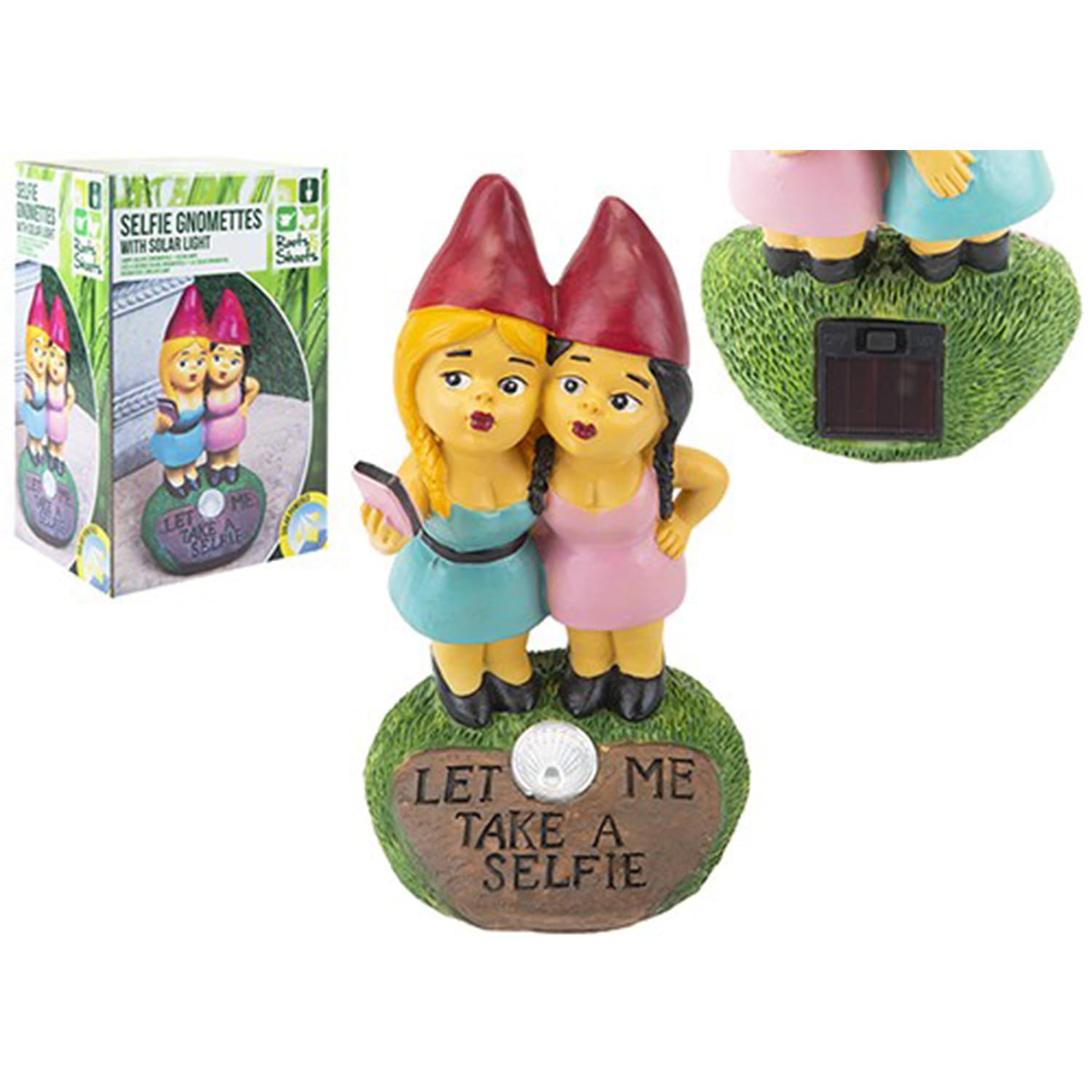 Multicolor Polystone Solar Selfie Gnomes - (10x19cm) 1 Piece - Charming & Vibrant - Perfect Outdoor Accent Garden Decor