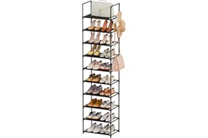 Shoe Rack, 10 Tier Tall Shoe Storage Organizer for Closet Entryway, 20-24 Pairs Narrow Metal Shoe Stand Shelf Holder Space Sa