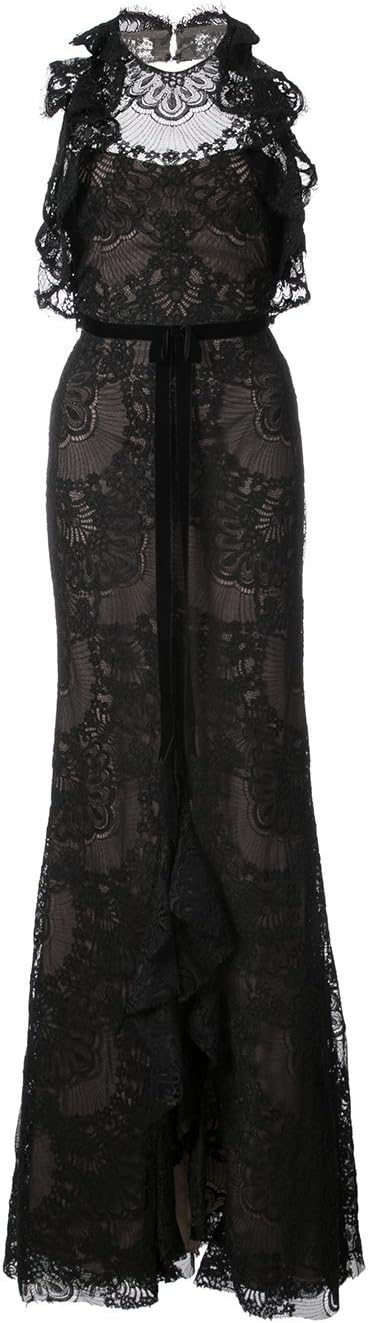 Marchesa Notte Women's Double Ruffle Lace Gown