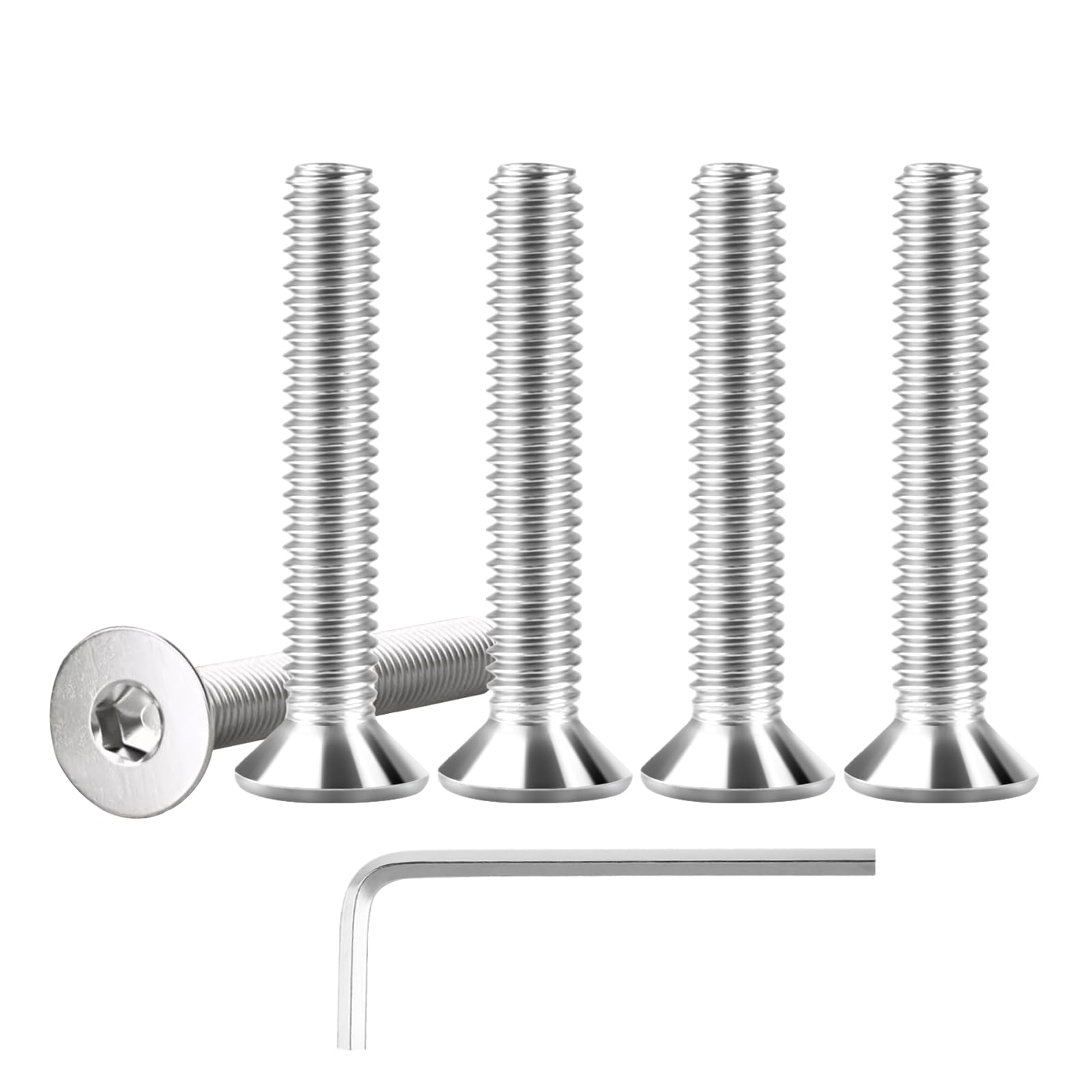 Kayqbonke Pack of 60 M4 x 25 mm countersunk screws with hexagon socket, countersunk screws made of stainless steel DIN 7991/ISO 10642, countersunk screw for mechanical devices, electronic devices