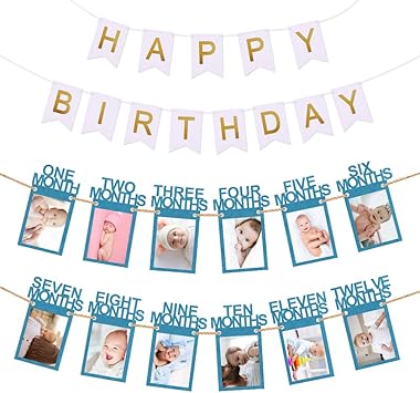 Banners Buntings Garlands Home Garden Uk 1st Birthday Recording 1 12 Month Photo Banner Garland Monthly Bunting Decor Home Furniture Diy