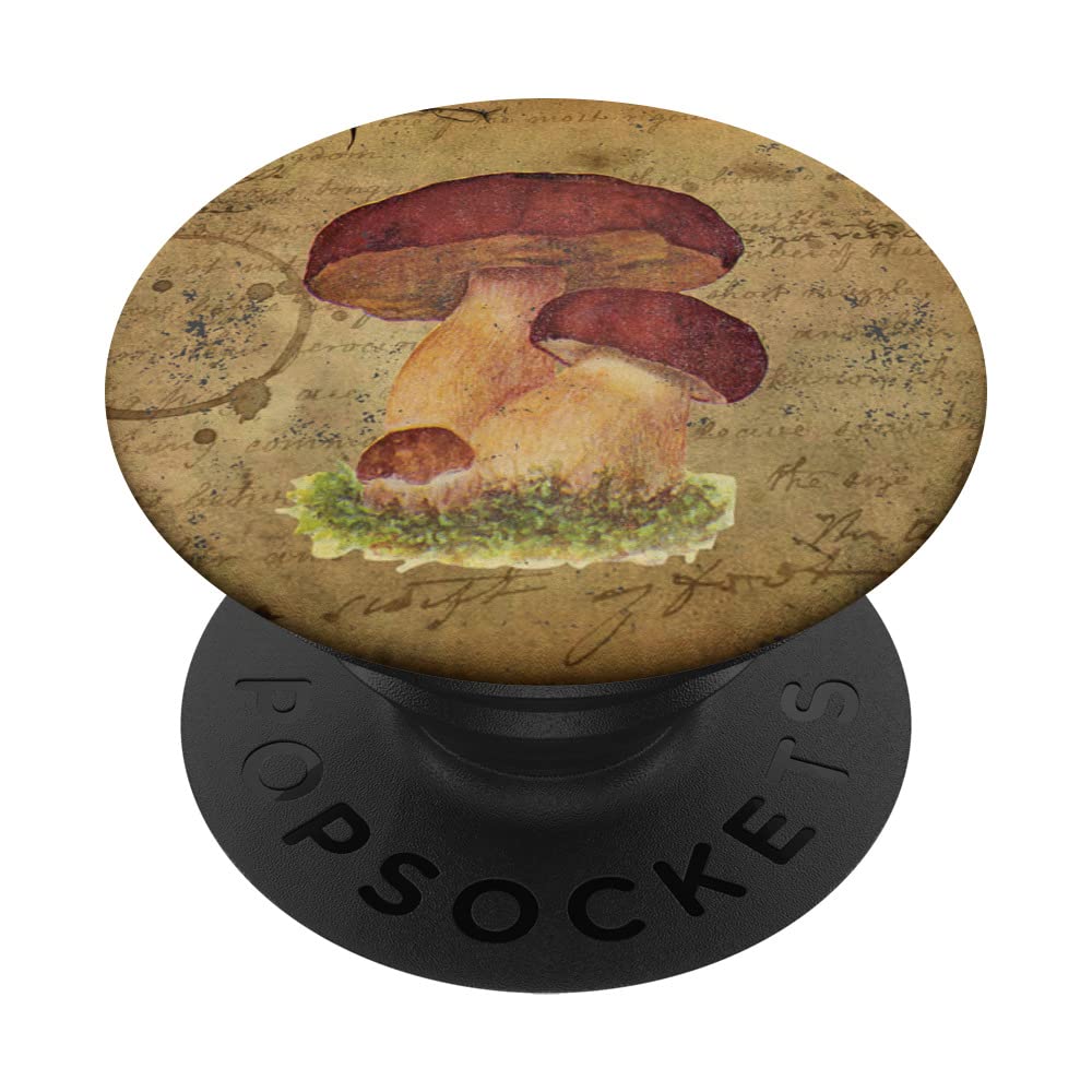 Cottagecore Aesthetic Old Paper Vintage Mushroom PopSockets Swappable PopGrip