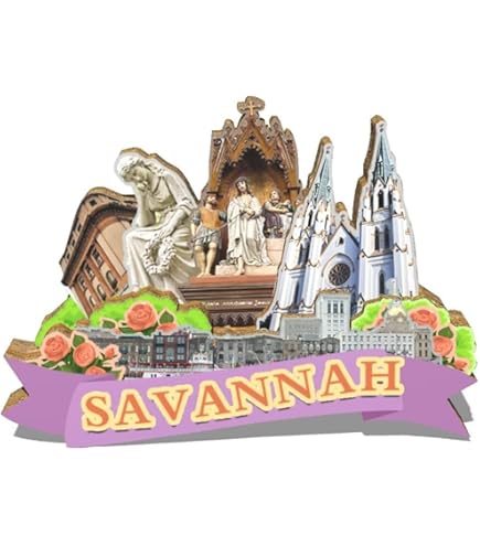 Aimant De Réfrigérateur 3D En Bois Savannah Georgia USA Souvenir De