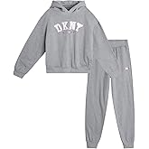 DKNY Girls Sweatpants Set - 2 Piece Active Fleece Girls Sweatshirt and Jogger Youth Kids Sweatpants Matching Set (4-16)