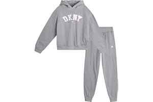 DKNY Girls Sweatpants Set - 2 Piece Active Fleece Girls Sweatshirt and Jogger Youth Kids Sweatpants Matching Set (4-16)