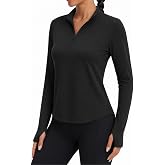 Alaroo Women's 1/4 Zip Long Sleeve Shirts Fishing Workout Tops | UV Protection Sun Shirts with Thumb Holes Hiking Running Athletic Yoga Summer Tops