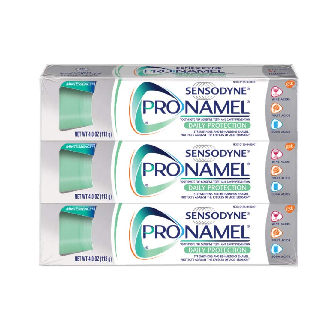 Sensodyne Pronamel Daily Protection Enamel Toothpaste for Sensitive Teeth, to Reharden and Strengthen Enamel, Mint Essence - 4 Ounces (Pack of 3) : Beauty