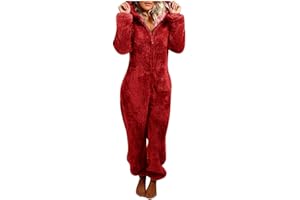 OPLXUO Women's Cute Sherpa Romper Fleece Onesie Pajama One-Piece Zipper Plus Size Hooded Jumpsuit Plush Sleepwear Playsuit