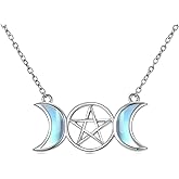 LONAGO Triple Moon Necklace 925 Steriling Silver Goddess Amulet Pendant Jewelry Gift for Women