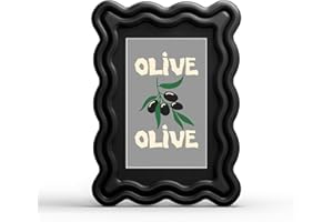 YESKAY 4x6 Picture Frame with Mat for 3.5x5,Cute Wavy Edge Photo Frame with Real Glass,Wooden Scalloped Frame for Tabletop or