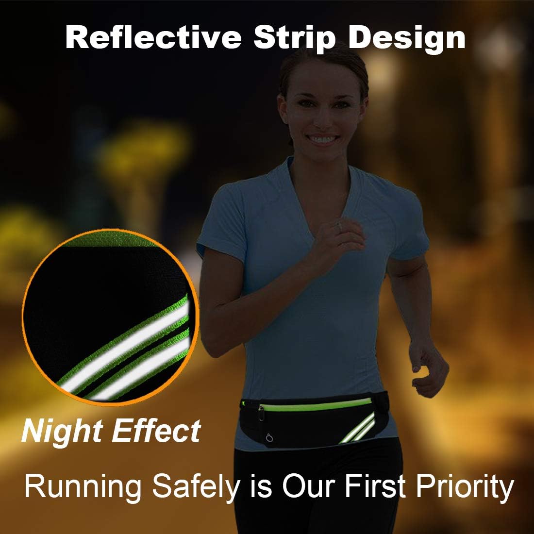 Slim Running Belt Fanny Pack,Waist Pack Bag for Hiking Fitness Cycling Workout Gym,Reflective Runners Belt Jogging Pocket Belt for iPhone XS,XR,7 8 Plus,Travelling Money Phone Holder for Running