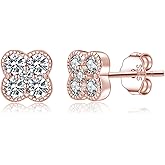 SLUYNZ Solid 925 Sterling Silver Small Clover Earrings Stud for Women Teens CZ Clover Stud Earrings