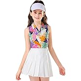 Soneven Girls Sleeveless Polo Shirts Button UP Golf Tennis T-Shirts with Collared Quick Dry Tank Tops for 4-14 Years