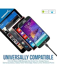 Sabrent [6 unidades] 22AWG Premium 1ft Micro USB Cables de Alta Velocidad USB 2.0 A Macho a Micro B Cable de sincronización y carga [negro] (CB-UM61)