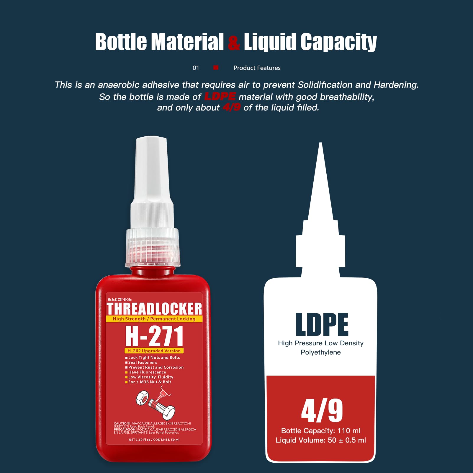 Thread Lock Hardener Mua Red Thread Locker 271 High Strength Permanent Locking 1.69 Fl oz/50 ...