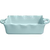 Casafina Ceramic 13.5" x 8.5" Rectangular Ruffled Baker - Cook &amp; Host Collection, Robin's Egg Blue | Oven &amp; Dishwasher Safe Bakeware | Food Safe Glazing | Restaurant Quality Dinnerware