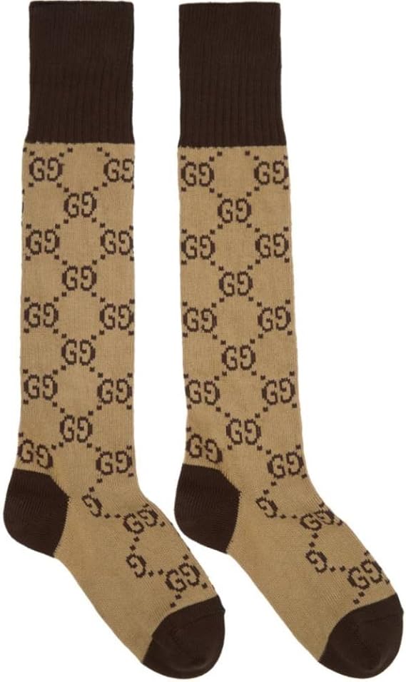 Amazon グッチ Gucci メンズ インナー 下着 ソックス Beige Brown Long Gg Socks 並行輸入品 スポーツソックス 通販