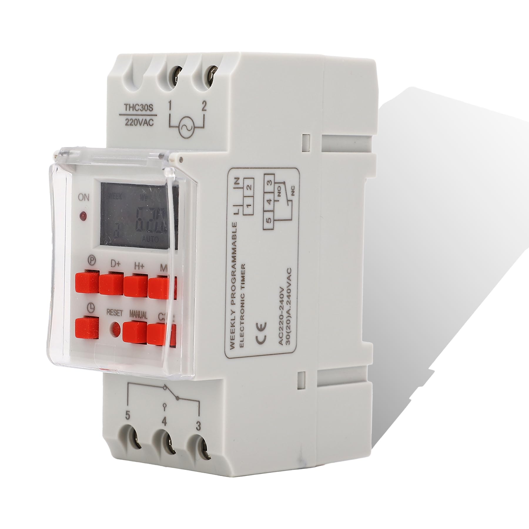 FLEXMAN 30A Digital Timer, 1 Second Timing 168 Hour 20 On Off Real Time Control LCD Display Programmable Timer Switch, Time Switch Relay for Appliance