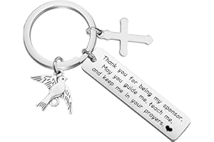 BAUNA Confirmation Sponsor Gifts Catholic Sponsor Gifts Thank You For Being My Sponsor Keychain with Cross Peace Dove Charm