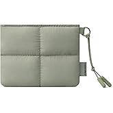 Comfyable Cute Puffy Coin Purse Pouch Change Holder For Women, Small Organizer with ID Window, Magnetic Closure, Water-repellent, Storage for Coin, Airpods, Lipstick, Card, Slate Green