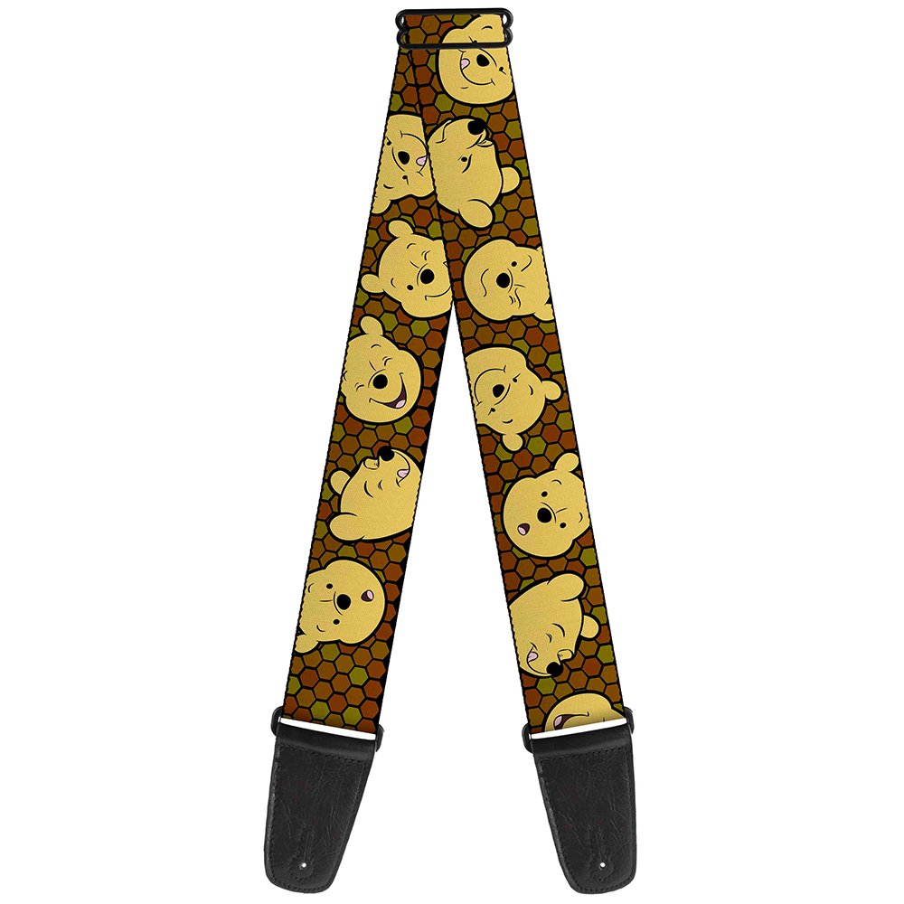 Buckle-Down GS-WDY273 Guitar Strap Winnie the Pooh Expressions Honeycomb Black Browns 2 Inches Wide, 34-60"
