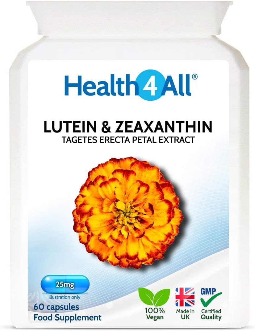 Health4All Lutein and Zeaxanthin Supplement 25mg per Capsule, 60 Capsules 2 Months Supply