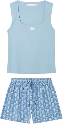 Straps Short Pant Pyjama Daily Folk Blue Iris