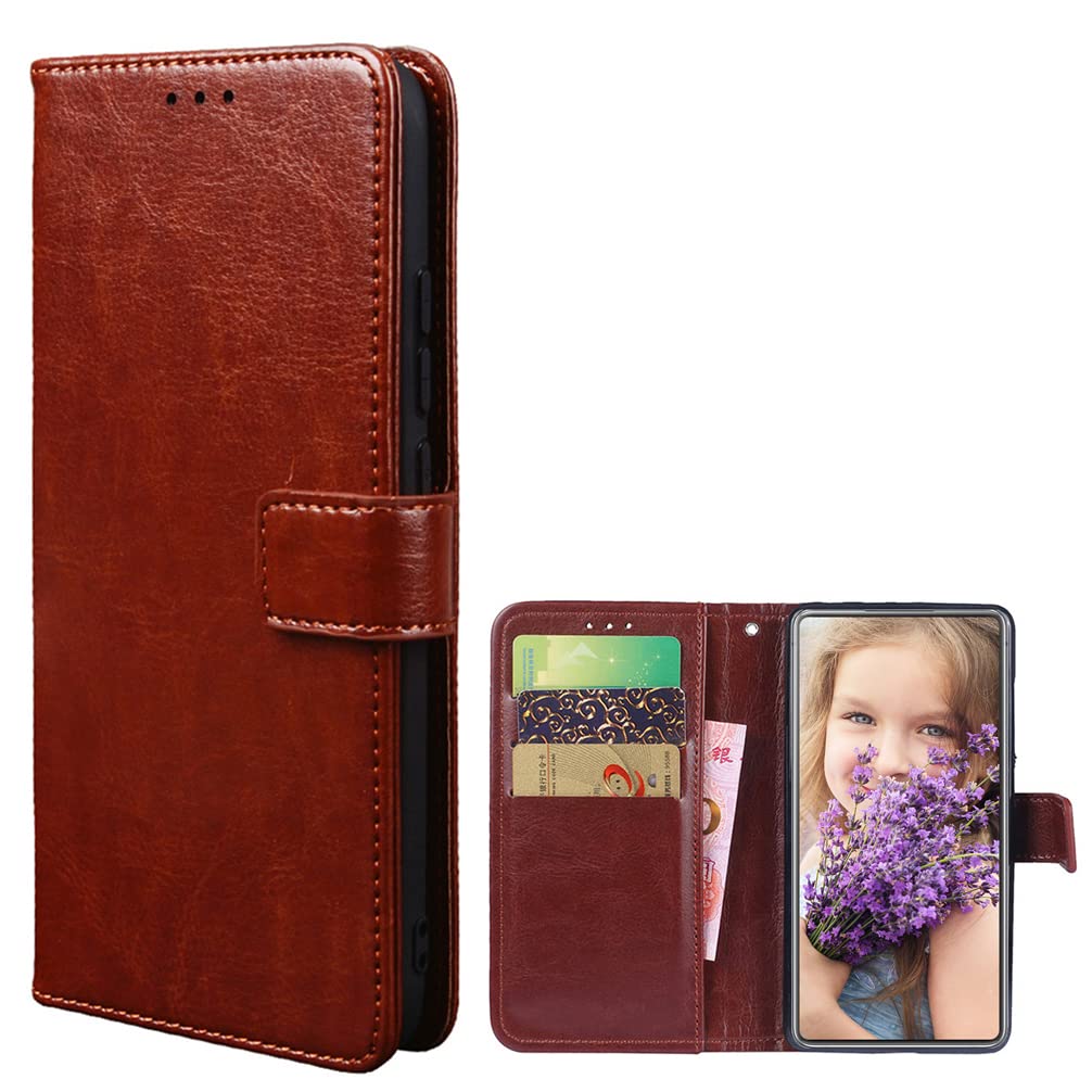 EasyShow Case for TCL 40R 5G, TCL 40R 5G PU Leather Wallet Flip has Kickstand function and Card Slots with Magnetic Buckle Phone Cover for TCL 40R 5G-Brown